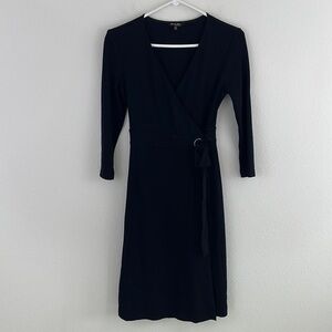 Massimo Dussi Black Wrap Front Midi Dress